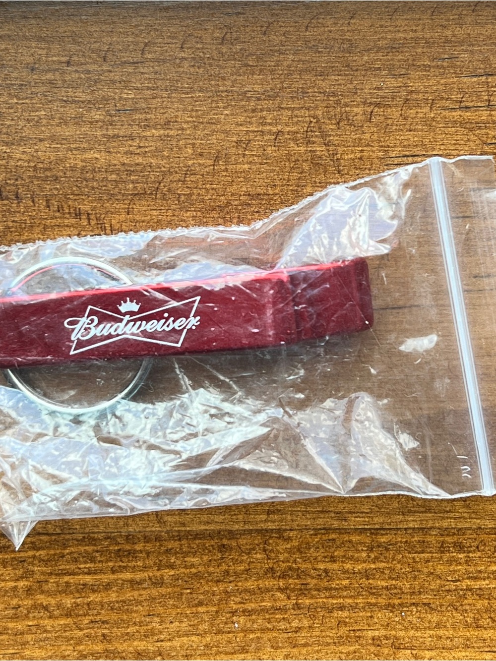 Red BUDWEISER Beer Bottle Opener Keychain Key Ring VINTAGE